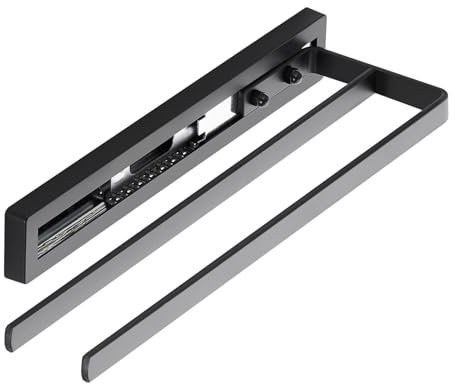SOTECH Handtuchauszug Style 2-armig schwarz 325 mm Auszugsweg 145 mm Handtuchhalter für Seitenmontage an Waschtisch in Bad und Küche