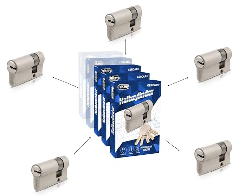 GERCAR Lot de 5 demi-cylindres Pro à fermeture identique 30/10 pour porte de garage - Demi-cylindre profilé avec 25 clés - Serrure de porte de garage de 40 mm - Longueur : 40 mm - A : 30 B : 10 -