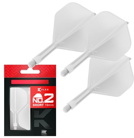 Target Darts K Flex integrerade pilflygningar och axlar, No.2 vit (kort) | Paket med 3 K-Flex – No2, Kflex allt i ett gjuten dart-flyg och stam | professionella darttillbehör