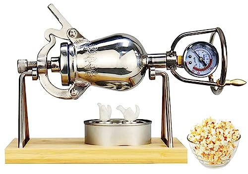 High Pressure Popcorn Maker Machine with Handle - Vintage Nostalgia Mini Popcorn Pops, Stainless Steel Home Popcorn Machine for Small Spaces