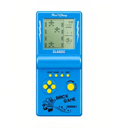CZT Nostalgische Würfel-Spielkonsole, großer Bildschirm, eingebauter Retro-999-in-1-Block-Spiel, Indoor/Outdoor, Handkonsole, tragbare elektronische Ziegelspiele, Kinder/Studenten/Freunde (Blue)