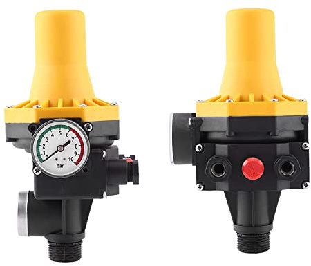 Wasserpumpe Druckschalter, Pumpensteuerung Druckschalter Tiefbrunnenpumpen Pumpen Druckschalter 220 V elektrischer Steuerschalter mit Manometer 10bar