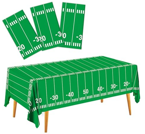 SJJPDYY Football Party Decorations Disposable Tablecloth Plastic Touchdown Table Cover Perfect for Super Bowl Football Birthday Party Decorations and Gameday Tailgate Decorations 54 X 108Inch, 3 Pack