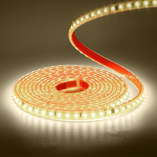 Wisada Bande lumineuse LED 220V SMD 2835, 120 LED/m, étanche IP65, bande lumineuse flexible pour lanterneaux de toit, salon, cuisine, décoration (Blanc naturel (4000-4500K), 4M)