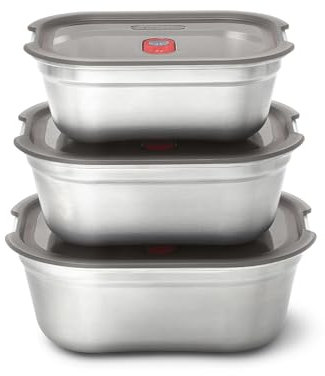 BLACK + BLUM Set misto di ciotole per il pranzo, contenitori riutilizzabili per la preparazione dei pasti per picnic e campeggio, in acciaio inox, adatti al microonde, per pranzo e cena, coperchio a