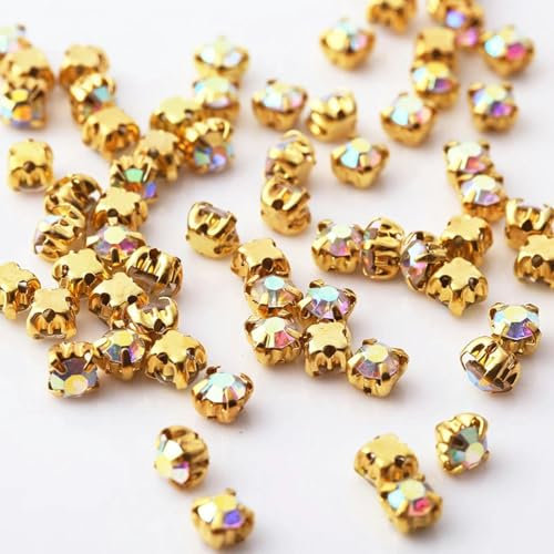 Strass-Nähsteine, 3–10 mm, klare Kristallfarbe, silberne Basis, DIY-Dekoration, Goldkristall AB-SS20, 4,7 mm, 200 Stück