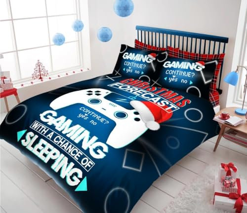 GC GAVENO CAVAILIA Christmas Duvet Cover - Xmas Santa Bedding Double Bed Set With Pillowcases - Poly Cotton Double Duvet Set (200x200 cm) - Soft Easy Care Bed Linen - Xmas Gift For Lovers