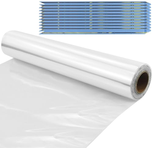 Rotolo di cellophane trasparente, 80 cm x 45 m, doppia pellicola regalo per matrimonio, festa della mamma, bouquet di caramelle, cestino regalo (piegato: 40 cm)