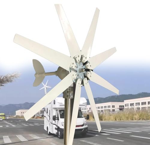Cplsntaeam 1000W Permanentmagnet-Windturbinengenerator 8 Rotorblätter Economy Homes Windmühle für Wind-Solar Start Windgeschwindigkeit mit Controller für Wind-Solar,12V-110V