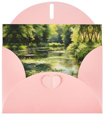 Rosa BROLEO Seerosen im Teich Druck-Grußkarte für Weihnachten, Geburtstag, Valentinstag, Hochzeitstag und Party-Einladungen
