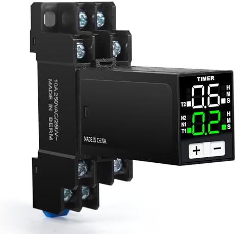 Temporizzatore 220V,0.1S-99H Relè Digitale Controllo Del Tempo di Ciclo con Base AC220V,2 Normalmente Aperti 2 Normalmente Chiusi,Controllo Del Timer Dell'illuminazione