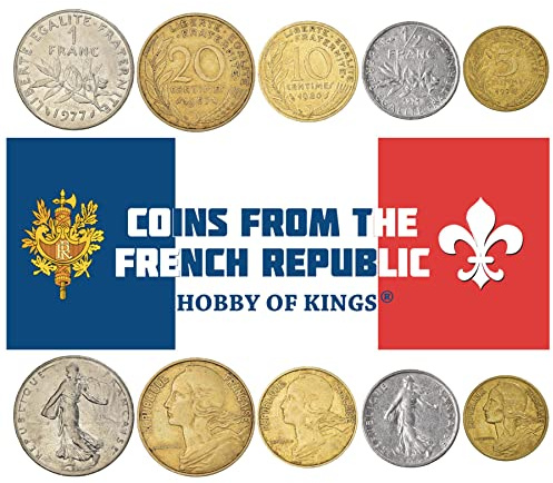 5 France Coins from Europe | Old Collectible French Cash Lot | Perfect Choice For Your Coin Bank, Holders And Collection Album