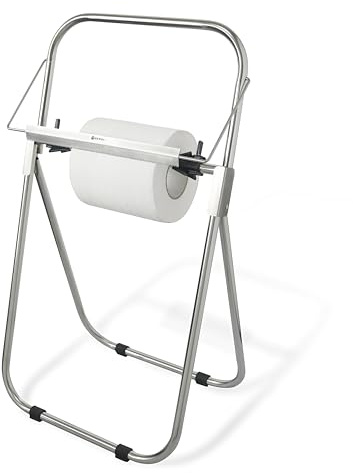HENDI Papierrollenhalter, freistehend, geeignet für Papierrollen bis 43 cm Breite, rutschfesten Füßen, Küchenrollenhalter, Putztuchrollenhalter, Papierhandtuchspender, 540x395x(H)975mm, Edelstahl