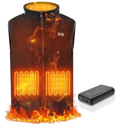 Tiazhan Chaleco Calefactable, con Batería(16000 Mah)/3 Temperaturas Ajustables, Ligero, Inteligente y Recargable, Chalecos Calefactables, para Hombres y Mujeres, Esquí Al Aire Libre, Camping