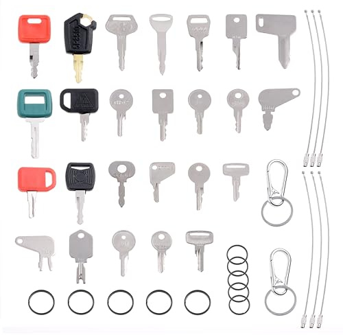 40 Stück Ersatz Zündschlüssel,Baumaschinen Schlüssel Set,Zündschlüssel,Bagger SchlüsselS Baumaschinen Schlüssels Sets für Maschinen,Universal Motor Startschalter (40 stück(24 Stile)