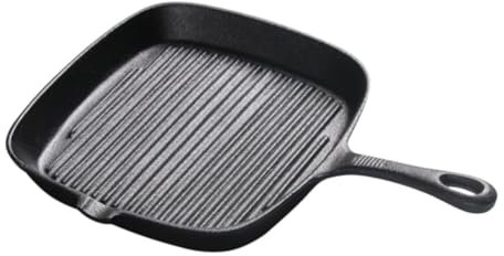 WOTZOV Padella per Bistecca in Ferro, Padella per friggere, Padella per Bistecca, Padella per griglia da fornello, Padella Antiaderente Quadrata, Piastra per griglia