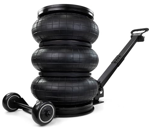 HASKYY Cric pneumatico 5T 150 – 400 mm altezza di sollevamento, tripla borsa per airbag, 5 toni, pneumatico, Triple Air Jack
