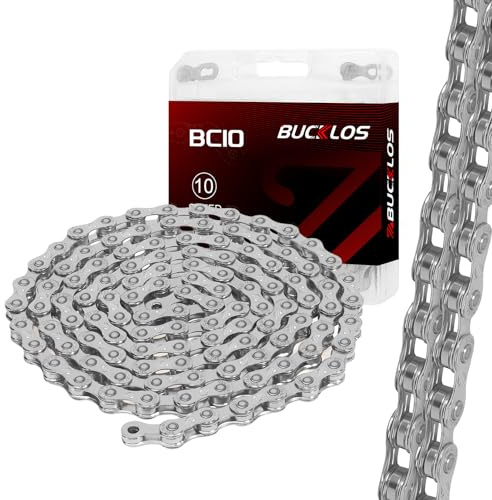 10 Speed Bike Chain,Bicycle Chain 116Link Compatible with Shimano Silver | Titanium Colorful chain Super light,anti-rust&highly wear-resistant. Smooth shifting Premium upgrade for MTB, Road