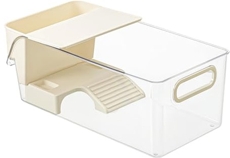 Reptil Terrarium 37 X 18.9 X 13cm Reptilienbecken Schildkrötenbecken Klare Aufzuchtbox Mit Sonnenplateau Für Kleine Haustiere Reptilien Krebse Geckos Und Krabben