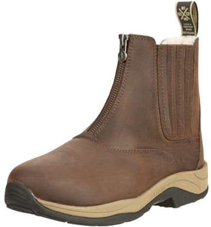 SUEDWIND FOOTWEAR Winter Damen Stiefel FIELD FZ MERINO GripFTX – Chelsea Boots aus Leder – Freizeit- & Reit-Stiefeletten mit Merino-Fell – Stall & Koppel – Stallschuhe in Braun – Gr. 40