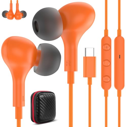 Auriculares USB C para Galaxy A55 A35 A16 A27 5G Samsung A57 A37 A36 A56 | Magnéticos Tipo C Audifonos con Cable Micrófono Control de Volumen,Auricular USB C para iPhone 17 16e Pixel 10 9a Mi 17T iPad