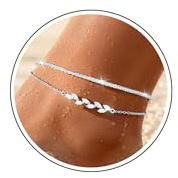 Chihayafuji Bracelets Cheville pour Femme Argent 925 Or Plaqués Imperméables Superposables Chaîne Zircon Feuille Pendentif Réglable Bracelet Chevilles L'éTé Plage Cadeau