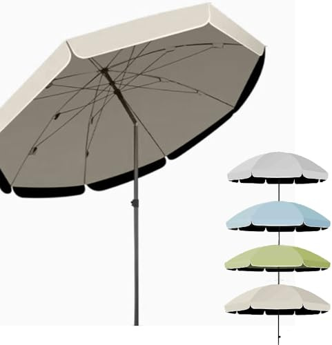 Parasol de plage réglable 200 cm 300 cm UPF 50+ imperméable pour balcon, jardin, terrasse, utilisation en extérieur Disponible en beige, bleu, gris, vert