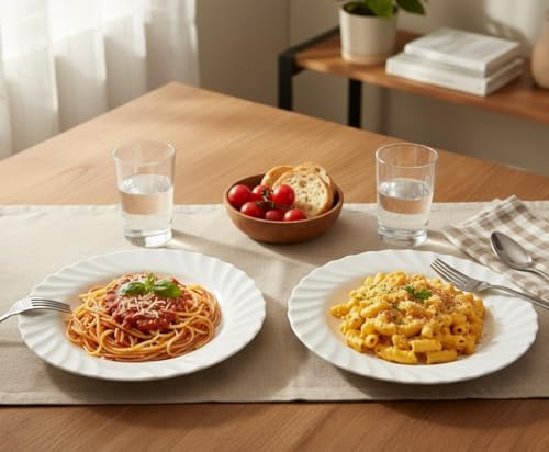 Platos Hondos de Vidrio Opal 23 cm – Caja de 12 Unidades – Resistentes y Elegantes – Ideales para Sopas, Pastas o Ensaladas – Apto para Lavavajillas y Microondas