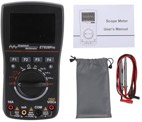 Grcfumo Multímetro de osciloscopio, multímetro digital, ET828 Pro 2.5Msps 1MHz Osciloscopio Modo de escaneo múltiple Pantalla digital automática Multímetro liviano