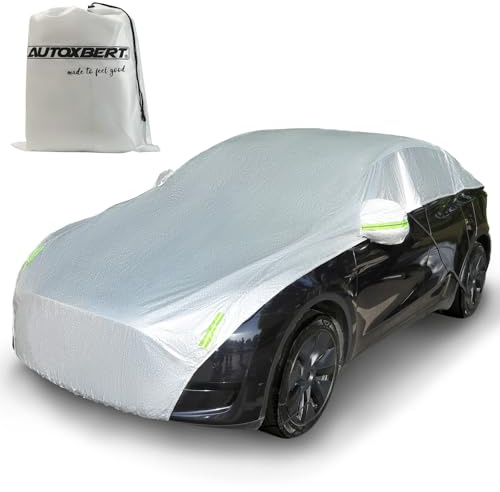 Half Car Cover All Weather Snow Rain UV Protection Car Top Cover, Extended Windscreen & Bonnet Cover, 7-Window Coverage, Universal Dustproof Roof Cover for most Hatchback Sedan SUV