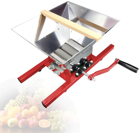 LwiftGal Manuelle Apfelmühle (7 Liter), Obstzerkleinerer aus Edelstahl, für Wein- und Apfelweinherstellung, Trauben- und Gemüsepulper mit ergonomischem Griff, Obstkratzer Grapecrusher