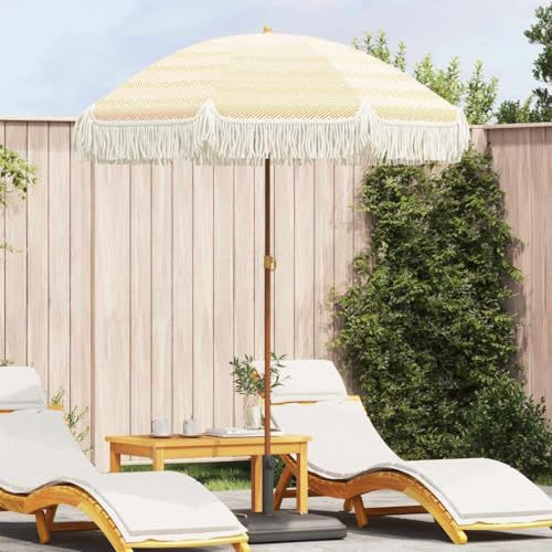 Parasol de plage jaune et blanc - 160 x 160 x 196 cm - Inclinable - Réglable en hauteur - Protection UV - En acier polyester - Pour l'extérieur - Moderne - Pour jardin, plage - Protection solaire