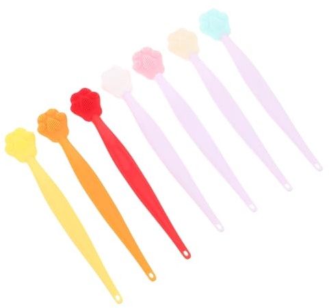 PLAFOPE 7pcs Silicone Cat Paw Facial Cleansing Brush Set – Soft Double-sided Exfoliating Pore Scrubber with Massaging Silicone Heads for Removal and Skincare, Portable Face Applicator,