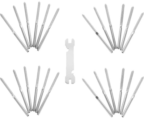 ARTSEWPLY Kit de Fixation Inox 25 Pièces pour Garde-corps à Câbles, Vis à Sertir en Acier Inoxydable, Système de Garde-corps de Terrasse Vis à Bois à Sertir et Clé, Résistance