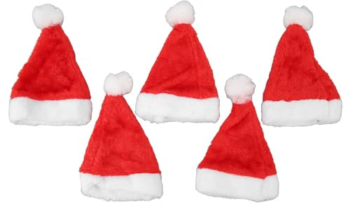 Keenso Hunde-Weihnachtsmütze, Weiches Plüsch-Haustier-Weihnachtsmützen-Set mit Gummiband für Hunde und Katzen, Feiertagsparty-Fotokostüme