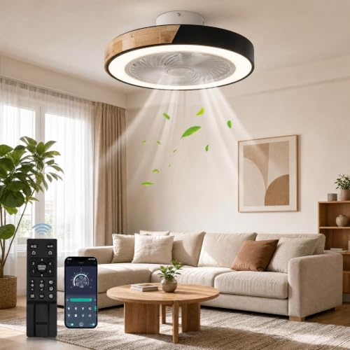 YuYe Deckenventilator Mit Beleuchtung, Ventilator Deckenleuchte, 3 Farbtemperatur und 6 Geschwindigkeiten LED- Deckenventilator mit Lampe Leise Dimmbar für Esszimmer Wohnzimmer Schlafzimme (A)