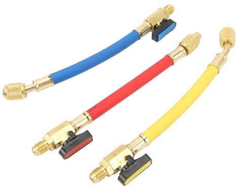 Akozon Tuyaux de Charge R134A R410A R22 R12 - Kit de Tuyaux de Charge Frigorifique avec Vanne à Bille et Code Couleur pour L'entretien des Systèmes de climatisation.