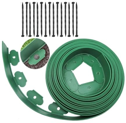 Cinta de Borde Flexible plástico 5 m for paisajismo, jardinería y Bordes parterres, Ideal for Caminos jardín para Tierra Cenefa Parterres(Green)