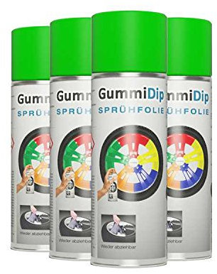 Gummi Dip Sprühfolie, Neon Spray, 4er Set, 4x400 ml (Neon Grün)