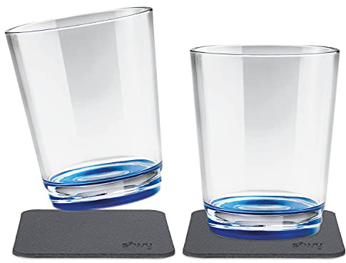 silwy® rutschfeste, bruchsichere Magnet-Trinkbecher (2er Set) in der Farbe Lui Blue inkl. zwei Metall-Nano-Gel-Pads für standsicheres Platzieren - perfekt für Camping und Boating