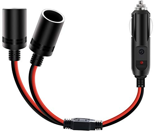 Nilight Répartiteur de prise allume-cigare de voiture 2 voies répartit 1 port allume-cigare de voiture vers 2 ports CC Adaptateur répartiteur de port avec fusible en ligne 15 A