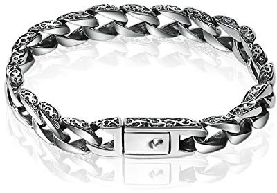 Beydodo 925 Silber Männer Armband Punk Vintage Filigran Panzerkette Armband 7.8 inch