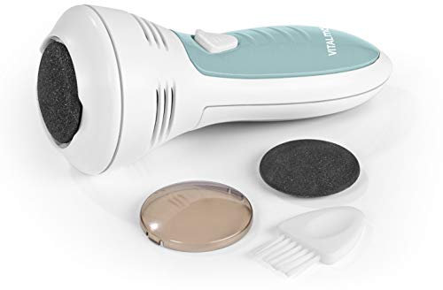 VITALmaxx Eliminador de callos con función de succión, sin cuchillas, sin riesgo de lesiones, con 2 cabezales para una aplicación suave y segura, comodidad de uso inalámbrico, funciona con pilas