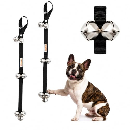 PAWBEE Türklingel für Hunde – Set mit 2 verstellbaren Hundetrainingsklingeln für Türknauf – 7 extra Laute Jingle Hundetöpfchen-Türklingel – extra starker Riemen – kleine, mittelgroße und große Hunde