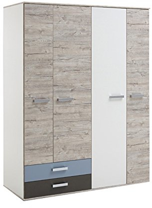 FMD furniture Kleiderschrank, Spanplatte, Sandeiche/farbig, ca. 149,5 x 192 x 60