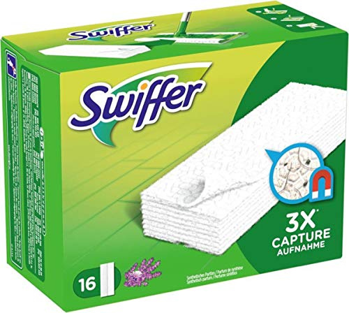 Swiffer Panni di Ricambio per Scopa, per Catturare e Intrappolare 3 Volte più Polvere, Sporco e Peli di Una Scopa Tradizionale, 6 x 16 (96 Pezzi) Lavanda