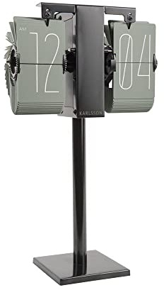 Karlsson Flip Clock No Case Mini grayed Jade, Black Stand Incl. Stand, 20,6 x 7,5 x 13,9cm, Excl.1D Batt.