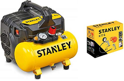 STANLEY DST 100/8/6 Compresseur silencieux (59 dB) + KIT 6 STANLEY