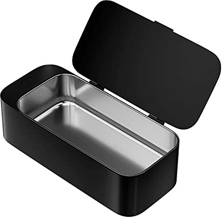 NICETOW Pulitore ad ultrasuoni Portatile Occhiali Gioielli Lente per Occhiali Anello per Orologio Moneta Testa di Rasoio Collana Bagno Macchina per la Pulizia ad ultrasuoni Nero