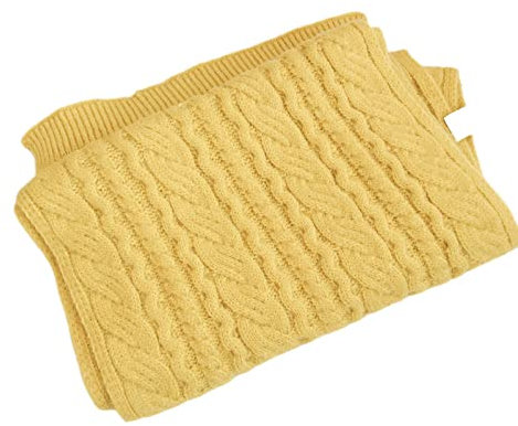 HGJH Schal Damen Damen-Schal Aus Kaschmir-Feeling, Weicher, Dicker, Warmer Strickschal, Gelber Schal, Strick-Wickelschal, Winter-Deckenschal, Einfache Stola-Schals Für Damen Und Mädchen